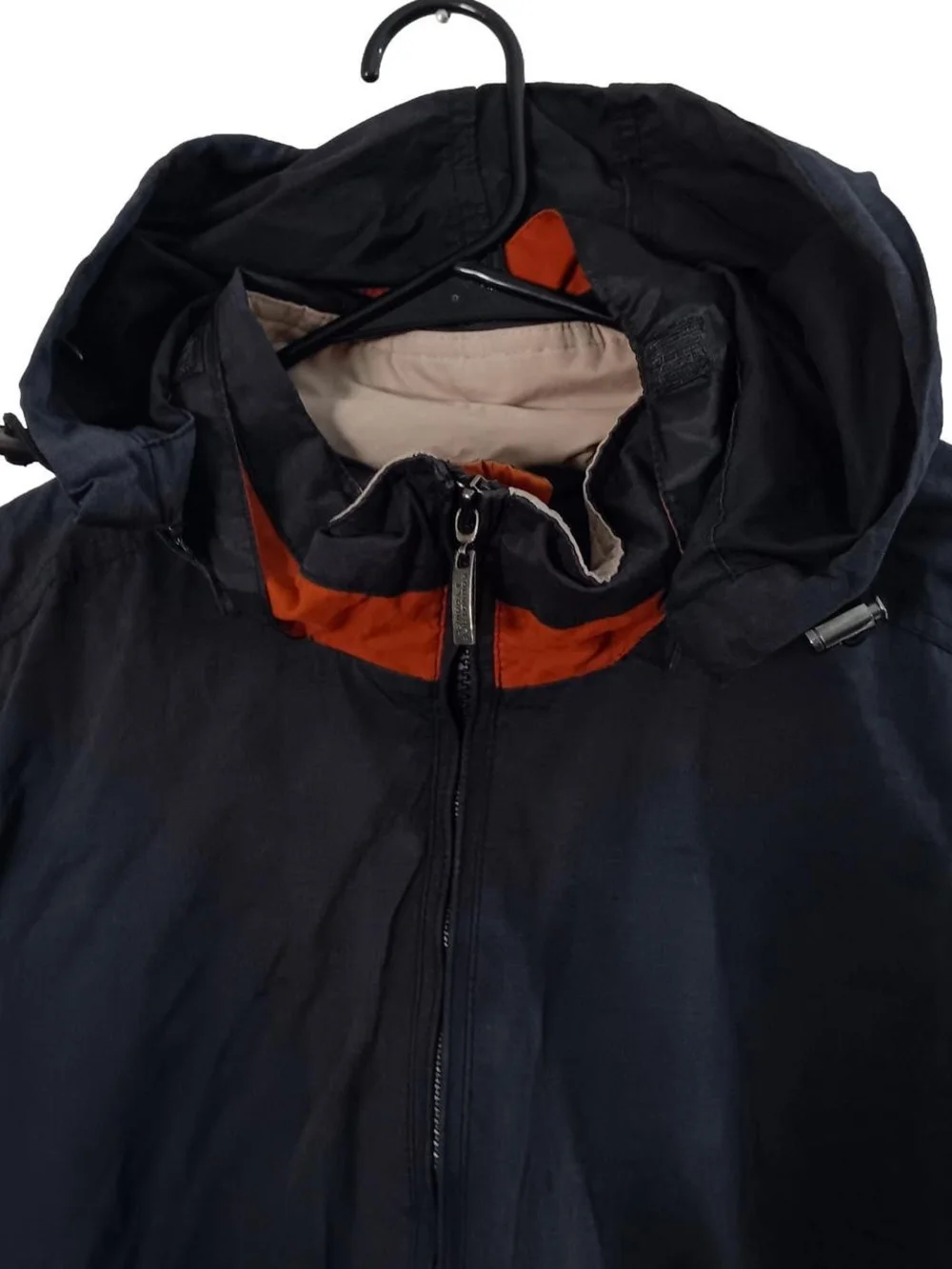 Roundtree & Yorke Grey Hooded Raincoat with Rust Accent